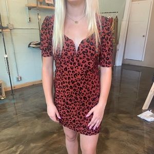Red Velvet Leopard Dress